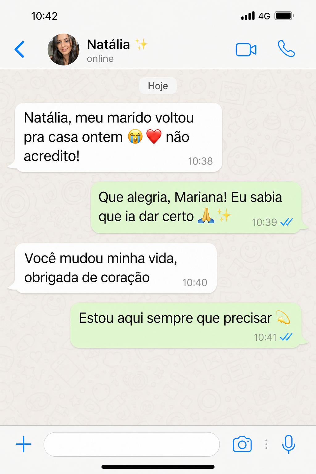 Conversa de WhatsApp com Marcela