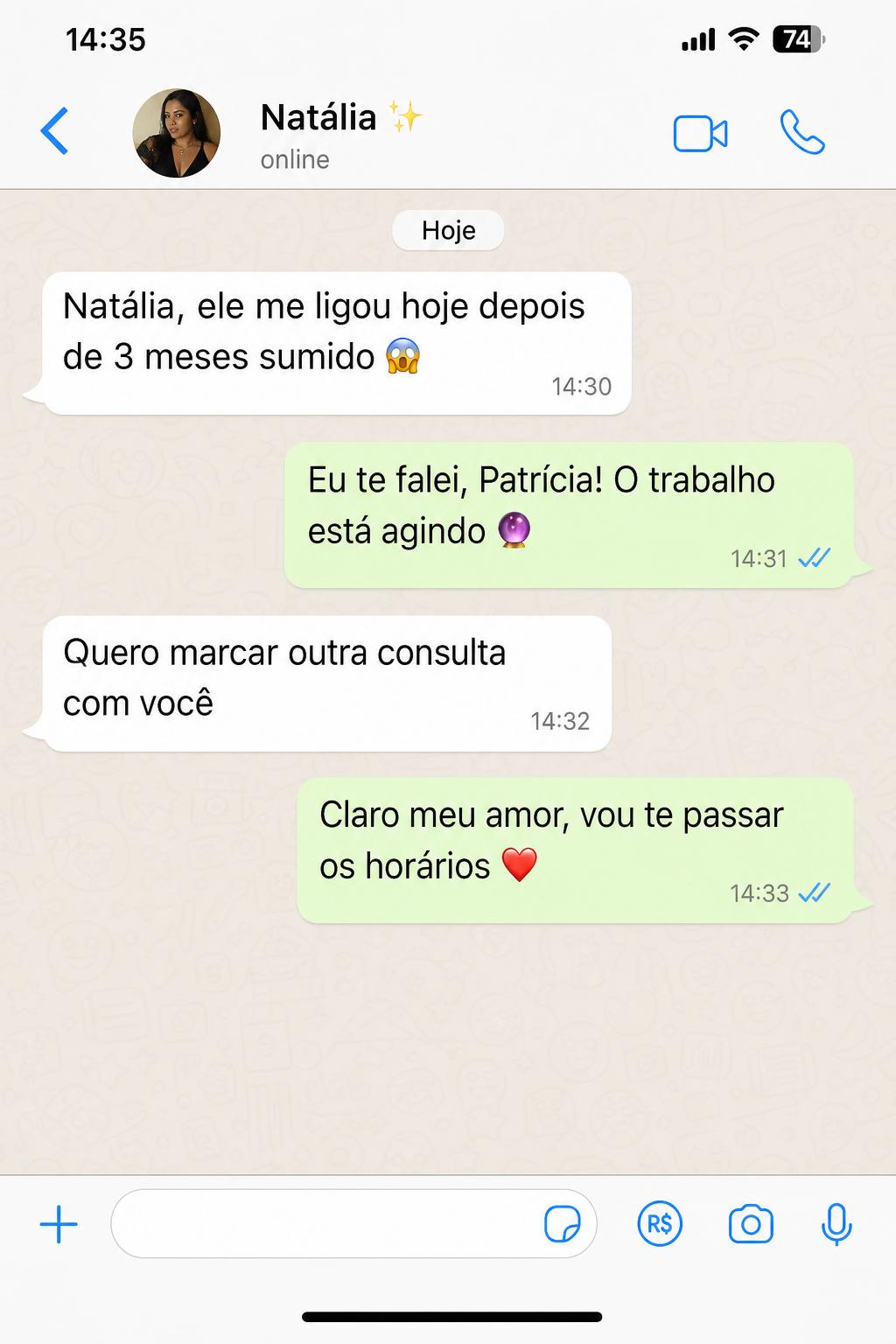 Conversa de WhatsApp com Aila