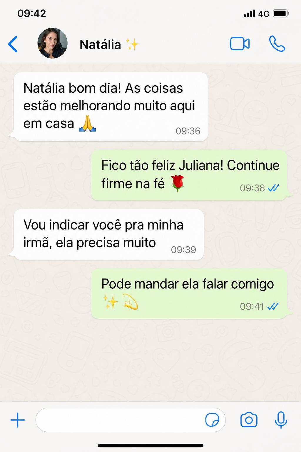 Conversa de WhatsApp com Paula